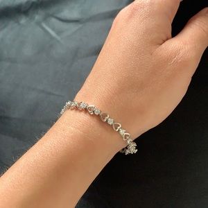WhiteDiamond Sterling Silver Heart Tennis Bracelet